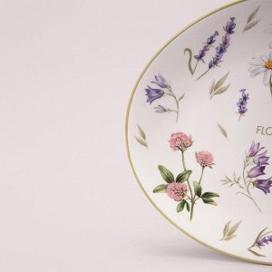 Овальное блюдо "Цветочная история" 31,5x25,5x3 см — элегантный декор для вашего стола, 1 шт.