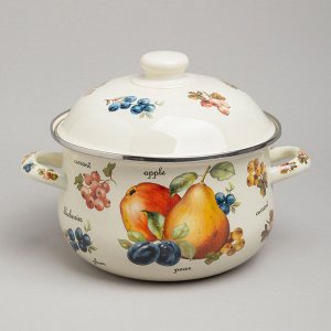Яркий Набор Эмалированных Кастрюль "Фрукты" - 4 шт., 1.5L и 2.8L, 1 шт.