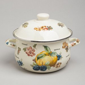 Яркий Набор Эмалированных Кастрюль "Фрукты" - 4 шт., 1.5L и 2.8L, 1 шт.
