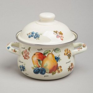 Яркий Набор Эмалированных Кастрюль "Фрукты" - 4 шт., 1.5L и 2.8L, 1 шт.