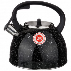 Чайник со свистком AGNESS Black Marble 2,5 л – стильная нержавеющая сталь для всех плит, индукционное дно, 1 шт.