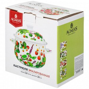 Эмалированная кастрюля с крышкой "Прованс Лимоны", 2.8 л, 20x12 см, 1 шт.