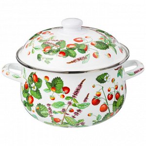 Эмалированная кастрюля с крышкой "Фруктовая корзина", 3.6 л, 22x13 см - идеальный помощник на вашей кухне!, 1 шт.