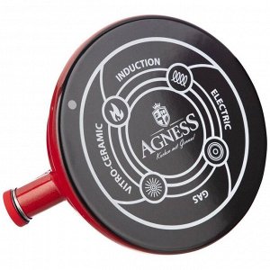 Чайник эмалированный AGNESS DeLuxe Metallic Red со свистком, 2,5 л — стиль и надежность для вашей кухни, 1 шт.