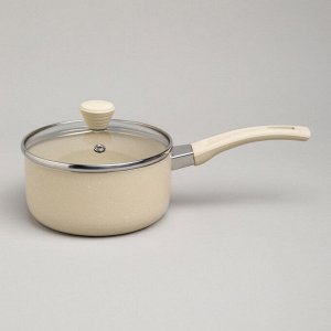 Элегантный ковшик с антипригарным покрытием и стеклянной крышкой, 1 л, 1 шт.