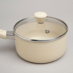 Элегантный ковшик с антипригарным покрытием и стеклянной крышкой, 1 л, 1 шт.