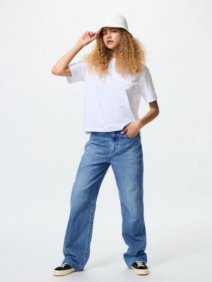 UNIQLO - широкие прямые джинсы увеличенной длины - 64 BLUE
