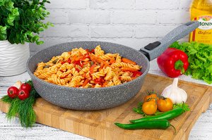Гармония Вкуса: Глубокая Сковорода 'Серый Мрамор' 22 см