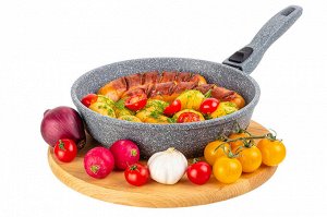 "Гармония Вкуса" Глубокая Сковорода 20 см "Серый Мрамор" - Идеальная для Кулинарных Шедевров