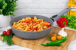 "Гармония Вкуса" Глубокая Сковорода 20 см "Серый Мрамор" - Идеальная для Кулинарных Шедевров