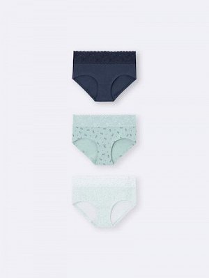 GU Low-Rise Lace Trim Panties 3-Pack – трусики с заниженной посадкой и кружевной отделкой, 3 штуки