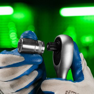 Ключ-трещотка телескопический 1/2", 300-430 мм, 72 зуба, с быстрым сбросом Сибртех