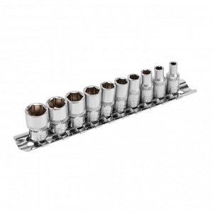 Набор торцевых головок, 1/4, шестигранные, CrV, 10 шт, 4-13 мм Stels