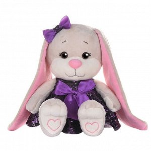 Мягкая игрушка «Зайка Lin» в фиолетовом платье с пайетками, 20 см