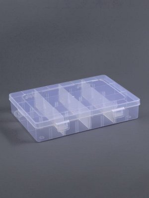 Органайзер для хранения мелочей, передвижные перегородки, 12 секций, 19.5x13x3.6 см, прозрачный