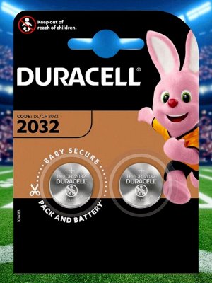 Батарейки 2032 Duracell (CR/DL 2032), элемент питания  (2 батарейки в упаковке)