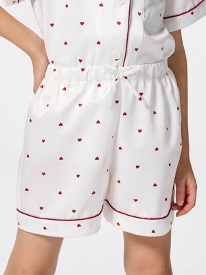 GU Girls Satin Pajama Set (Short Sleeve & Shorts, Heart) – детская атласная пижама с сердечками