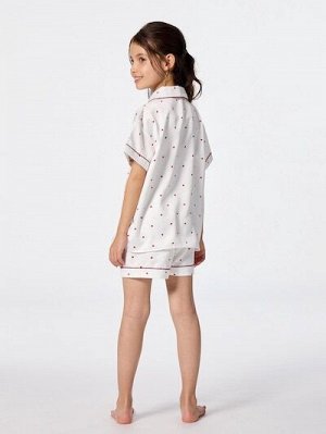 GU Girls Satin Pajama Set (Short Sleeve & Shorts, Heart) – детская атласная пижама с сердечками