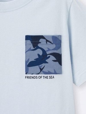 KIDS Cotton Lounge Set (Short Sleeve & Shorts, Shark) – детский комплект для дома из хлопка с принтом акул