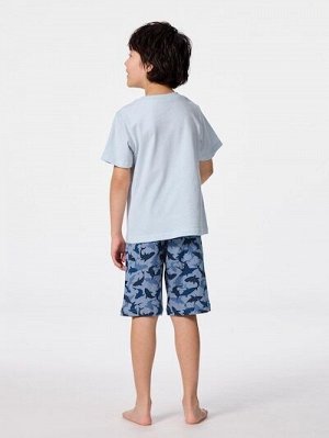 KIDS Cotton Lounge Set (Short Sleeve & Shorts, Shark) – детский комплект для дома из хлопка с принтом акул