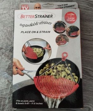 Дуршлаг Дуршлаг-накладка BETTER STRAINER
Приготовление таких блюд, как пюре, макароны и т.п. немыслимо без вспомогательных инструментов для слива воды. Облегчает хозяйкам эту задачу дуршлаг-накладка.
