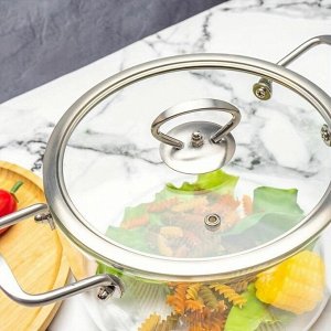 Кастрюля из боросиликатного стекла 3,5л "Хай-Тек" с металлическими ручками жаропрочная