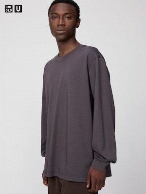 UNIQLO U - хлопковая кофта AIRism с круглым вырезом - 77 PURPLE