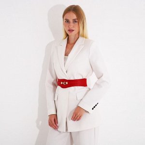 Ремень женский, ширина 6 см, на резинке, пряжка металл, цвет красный