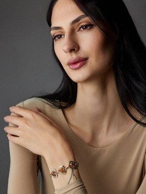 Красивый изящный браслет с янтарём разных оттенков «Липка»