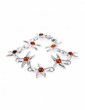 Оригинальный браслет «Морская звезда» с янтарными вставками