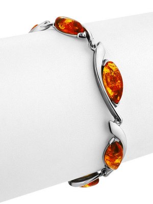 Стильный браслет с натуральным янтарём коньячного цвета «Лиана»