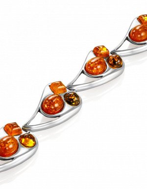 Эффектный объёмный браслет «Липка» с янтарём разных оттенков