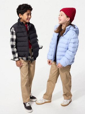 UNIQLO - детские хлопковые брюки с эластичной талией - 32 BEIGE
