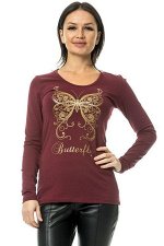 Лонгслив &quot;Butterfly&quot;. Цвет бордо