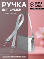 Ручка для сумки, с карабинами, 63x2 см, цвет серебряный