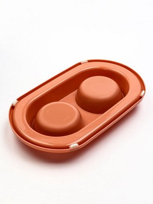 Миска для животных «Мур-мяу» 0.3 л двойнаяна подставке, кирпичный
