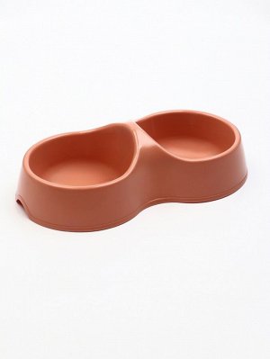 Миска двойная «Мур-мяу» 22.5 см x 13 см x 6 см, 0.2 л, кирпичная