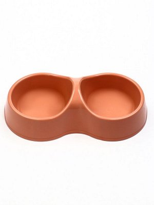 Миска двойная «Мур-мяу» 22.5 см x 13 см x 6 см, 0.2 л, кирпичная