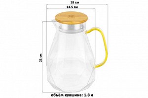 "Crystal Clear: Кувшин 1,8 л с Деревянной Крышкой и Металлическим Фильтром"