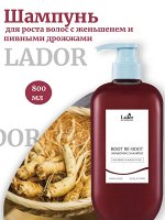 Lador Шампунь для роста волос с женьшенем и пивными дрожжами 800мл Root Re-Boot Awakening Shampoо Red Ginseng &amp; Beer Yeast