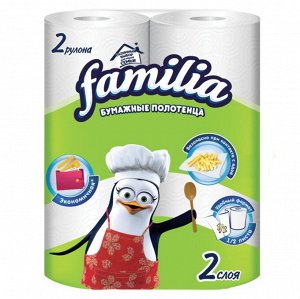 Бумажные полотенца "Familia" белые 2 слоя, 2 шт Радуга