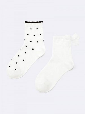 GU Kids Socks 2-Pack (Ribbon/Dot) – детские носки 2 пары, с бантиком и в горошек