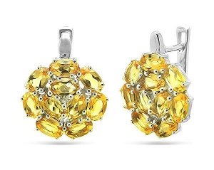Серьги из серебра цитрин, Алира
