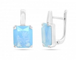 Серьги из серебра лунный камень голубой, Ю-200М42
