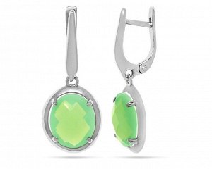 Серьги из серебра лунный камень зеленый, Ю-200М48