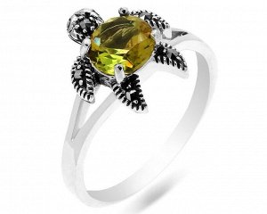 Кольцо из серебра султанит, марказит, SL-AGA1608