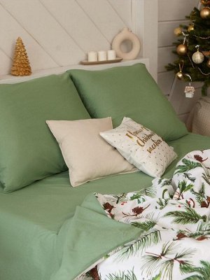 Постельное белье новогоднее "Этель" 1.5 сп Еловые ветви 143*215 см, 150*214 см, 70*70 см - 2 штуки