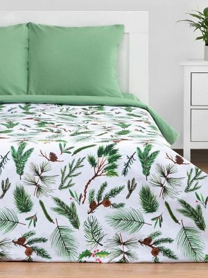 Постельное белье новогоднее "Этель" 1.5 сп Еловые ветви 143*215 см, 150*214 см, 70*70 см - 2 штуки