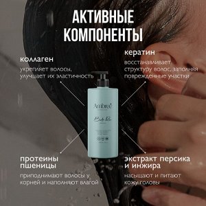 Кератиновый шампунь увлажнение и экстра объем серии Ambree professional. Berlin poesie. 1л