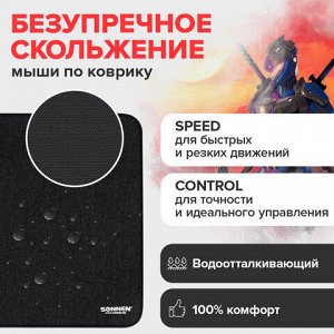 Коврик для мыши и клавиатуры большой SONNEN "WIDE RANGE", резина+ткань, 870х350х4 мм, чёрный, 513315